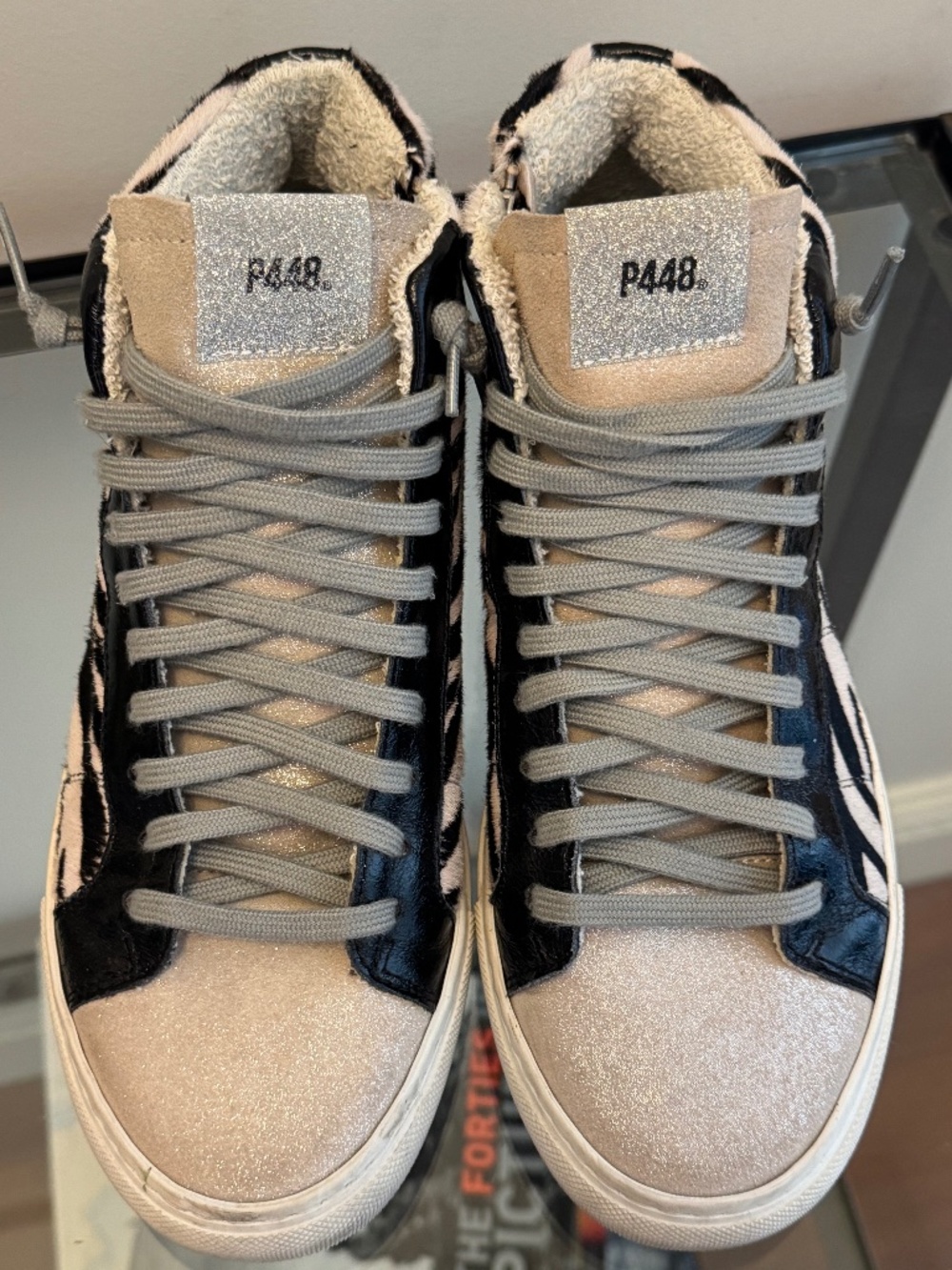 P448 Star Zebra High Top Sneaker- Sz. 37-- Excellent condition